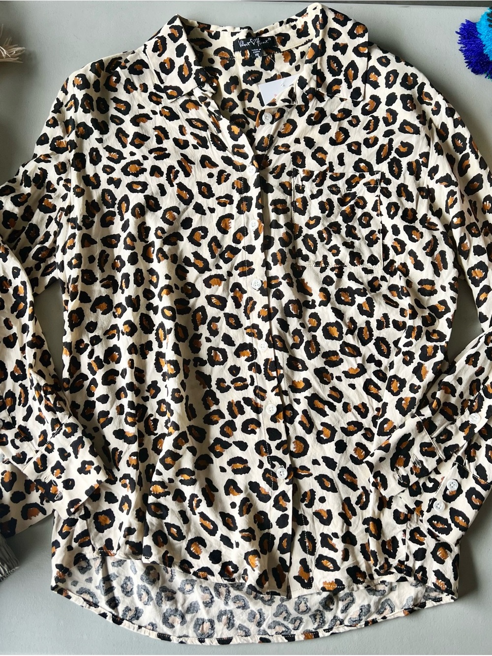 NWT! Velvet Heart Leopard Button Down